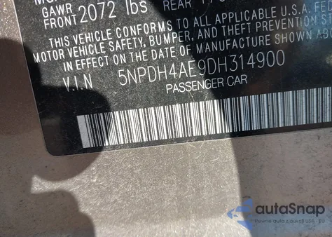 2013 Hyundai Elantra Gls из США, поврежденный, VIN 5NPDH4AE9DH314900